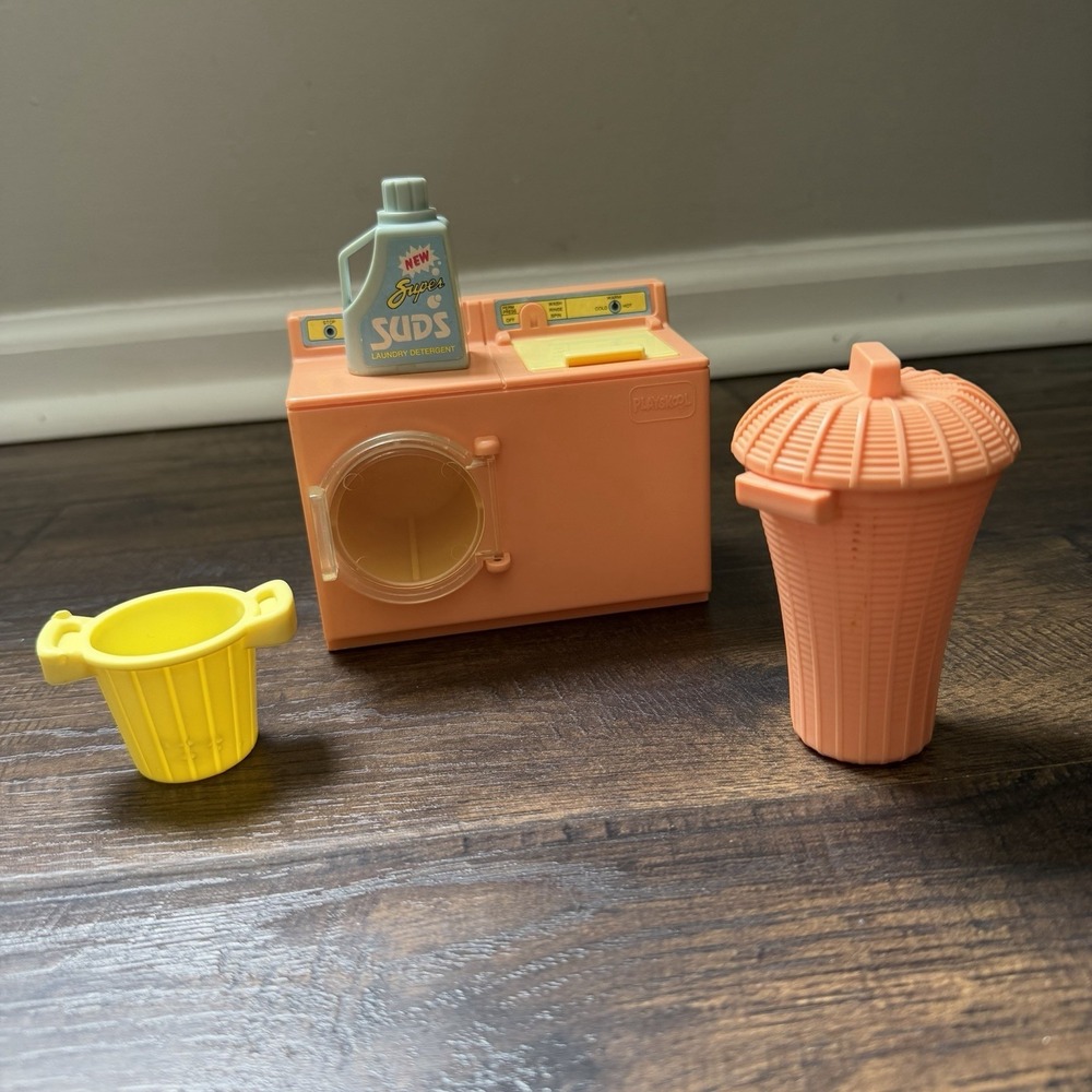 Playskool Dollhouse Washing Machine & Dryer‎ Spins W/ Basket Suds Soap Set 1990s
